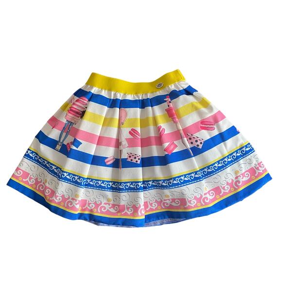 RARE Byblos Girls Paris Theme Skirt Macaron Love Stripes Kitsch Size 3 Years